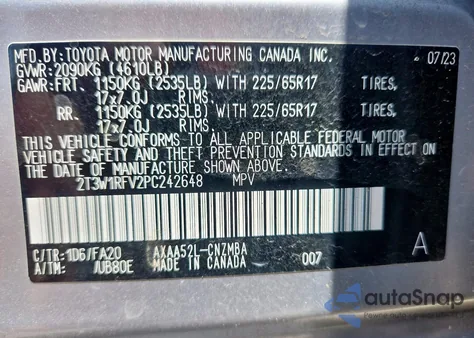 2023 Toyota Rav4 Xle from USA, damaged, VIN 2T3W1RFV2PC242648
